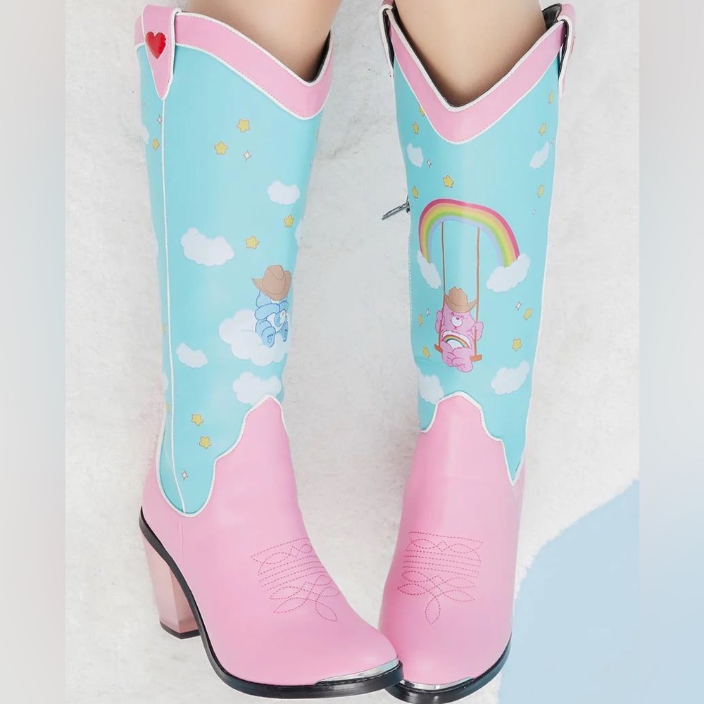 ❤️Dolls Kill x Care Bears Rainbow Roundup Cowboy Boots CareBears Cowgirl Boots